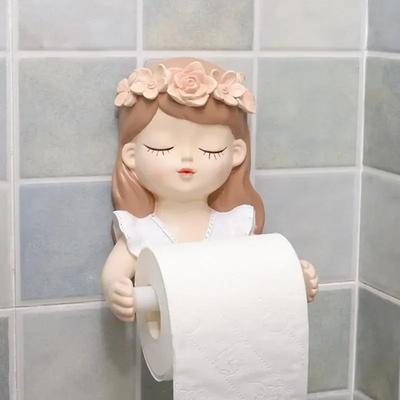 1PC Fairy Tissue Holder Long Hair Fairy Long Hair Lovely Girl Toilet Tissue Holder Bathroom Light Luxury Decoration Accessories