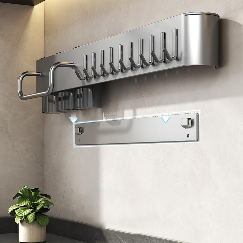 Kitchen Organizer Wall-Mounted Multifunctional Knife Rack Kitchen Storage Rack Detachable with Bracket Hook Chopsticks Holder