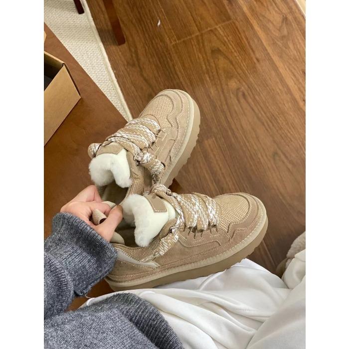 

Sheepskin and fur integrated snow boots women s fashion winter new space-up one-pedal non-slip warm sports casual cotton shoes 40 пісочний