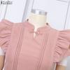 ZANZEA Women Casual Stand Collar Fly Sleeve Summer Elegant Dress