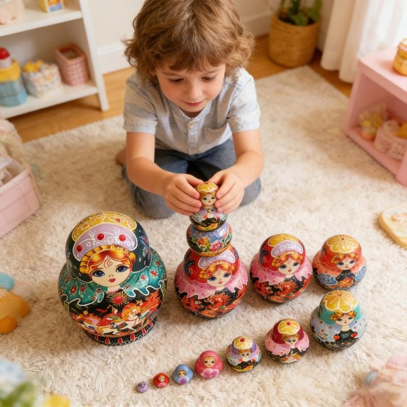 Matryoshka Russian Nesting Doll Traditional Art Russian Nesting Dolls Set of 10 Layers Wooden Toy for Children