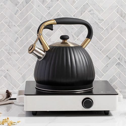 3.5L Whistling Kettle, Stainless Steel Wide Mouth Kettle, Boils Hot Water, Large Capacity, Family Use, Gas Stove and Induction Compatible, Commercial