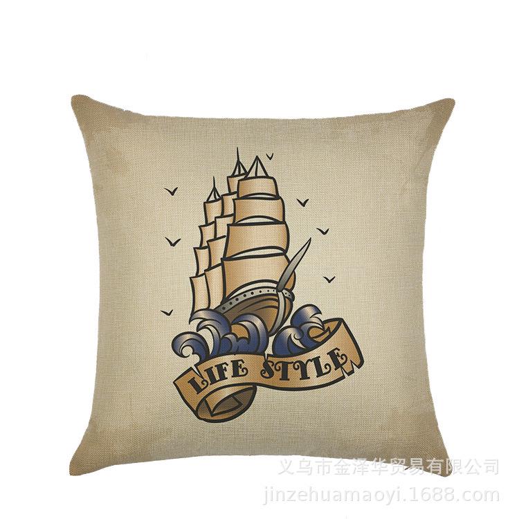Sailing Marine Element Polyester Pillowcase Sofa Cushion Waist Pillowcase Home