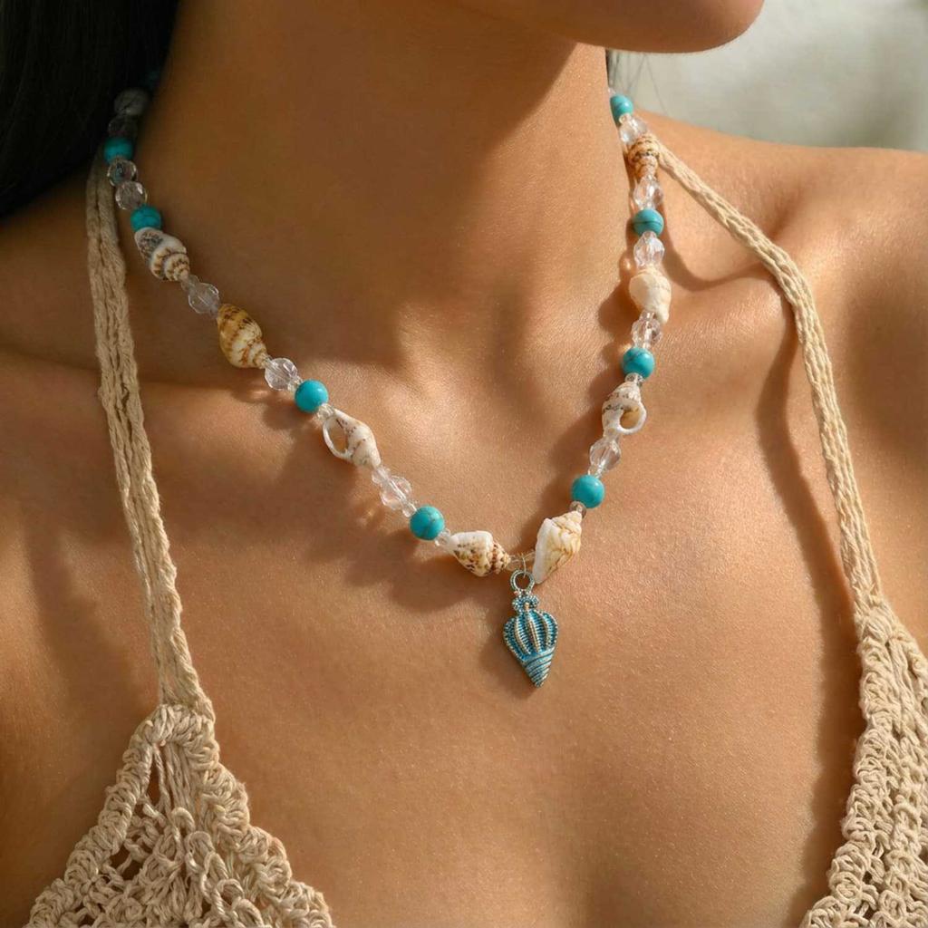 Mulitlayer Imitation Pearl Shell Starfish Pendant Necklace For Women Bohemian Ocean Elements Charm Choker Necklace Jewelry