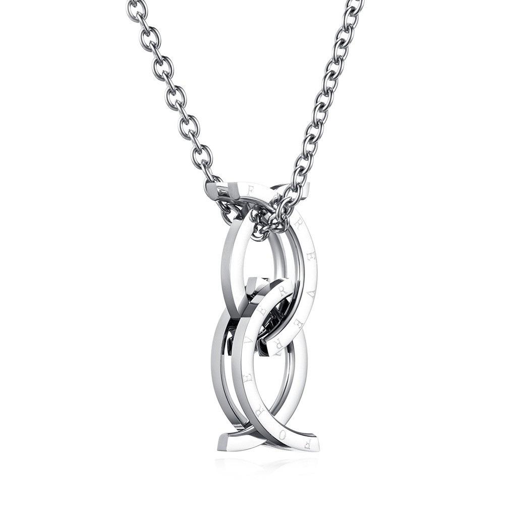 Ins Japanese and Korean Style Titanium Steel Kissing Fish Deformation Ring Pendant, Foldable and Retractable Creative Stainless Steel Necklace 60CM