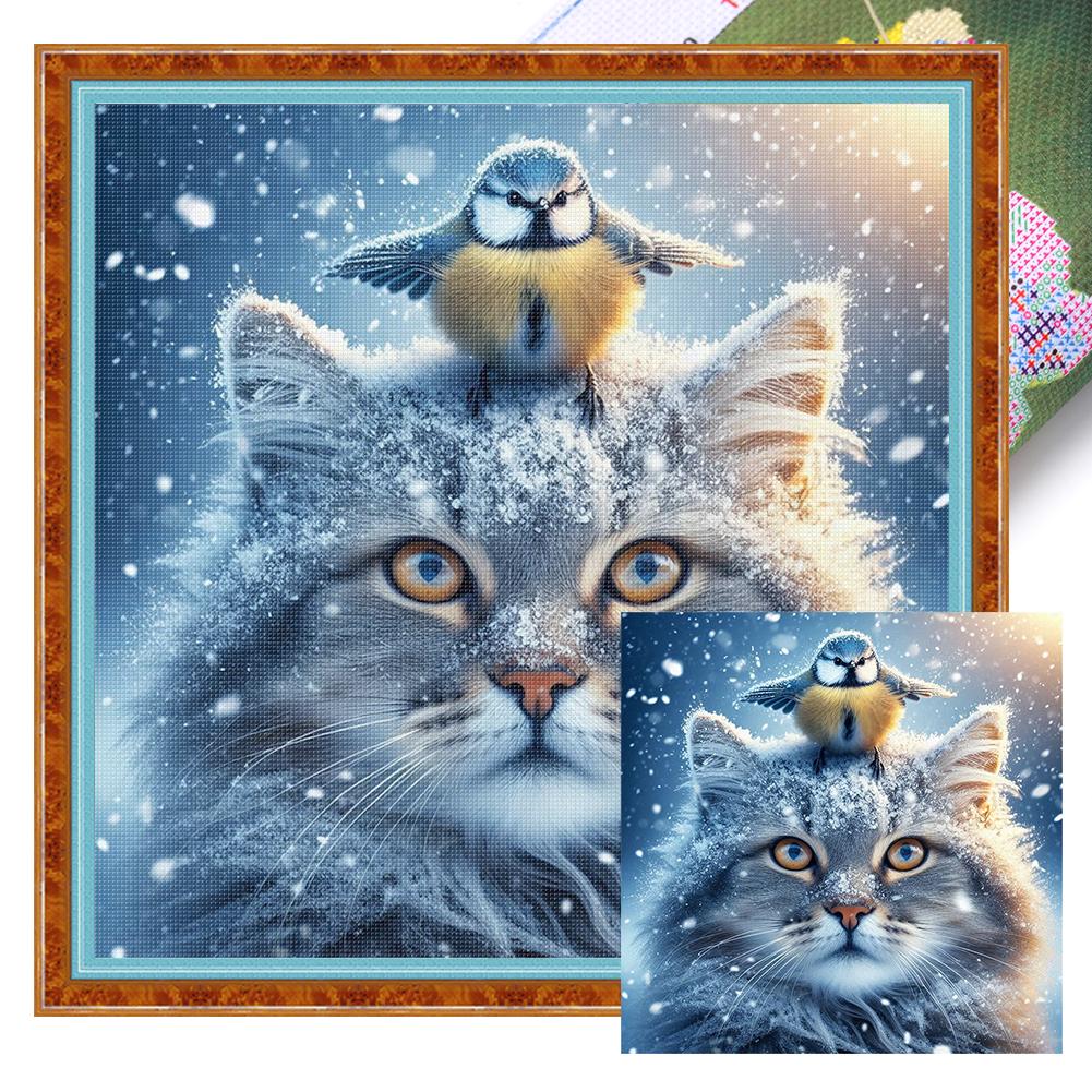 Winter Animal Printed Cross Stitch Kit DIY 11CT Embroidery Craft Set Home Decor