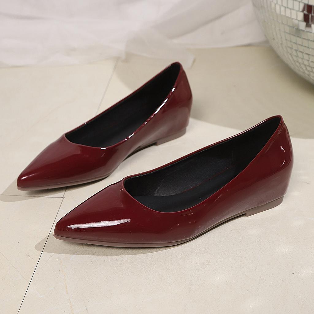 Sexy pointed women's shoes inner height increase 5CM shallow mouth single shoes summer wear new temperament one-pedal shoes