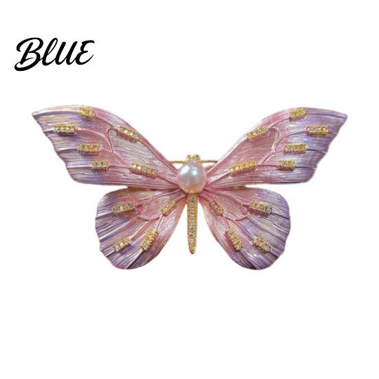 Clothing Safe Brooch Women High-Gloss Rhinestone Inlay Gradient Color Butterfly