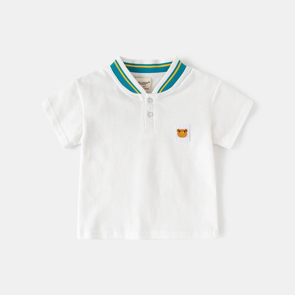 Cartoon Cotton Short Sleeve Polo Shirt for Toddler Boys - Summer Stand Collar T-Shirt