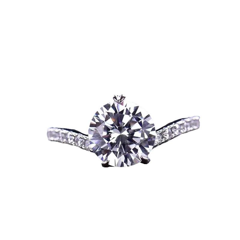 3 Carat D Color Moissanite Ring in AU750 White Gold with Side Stones - Includes Authenticity Certificate