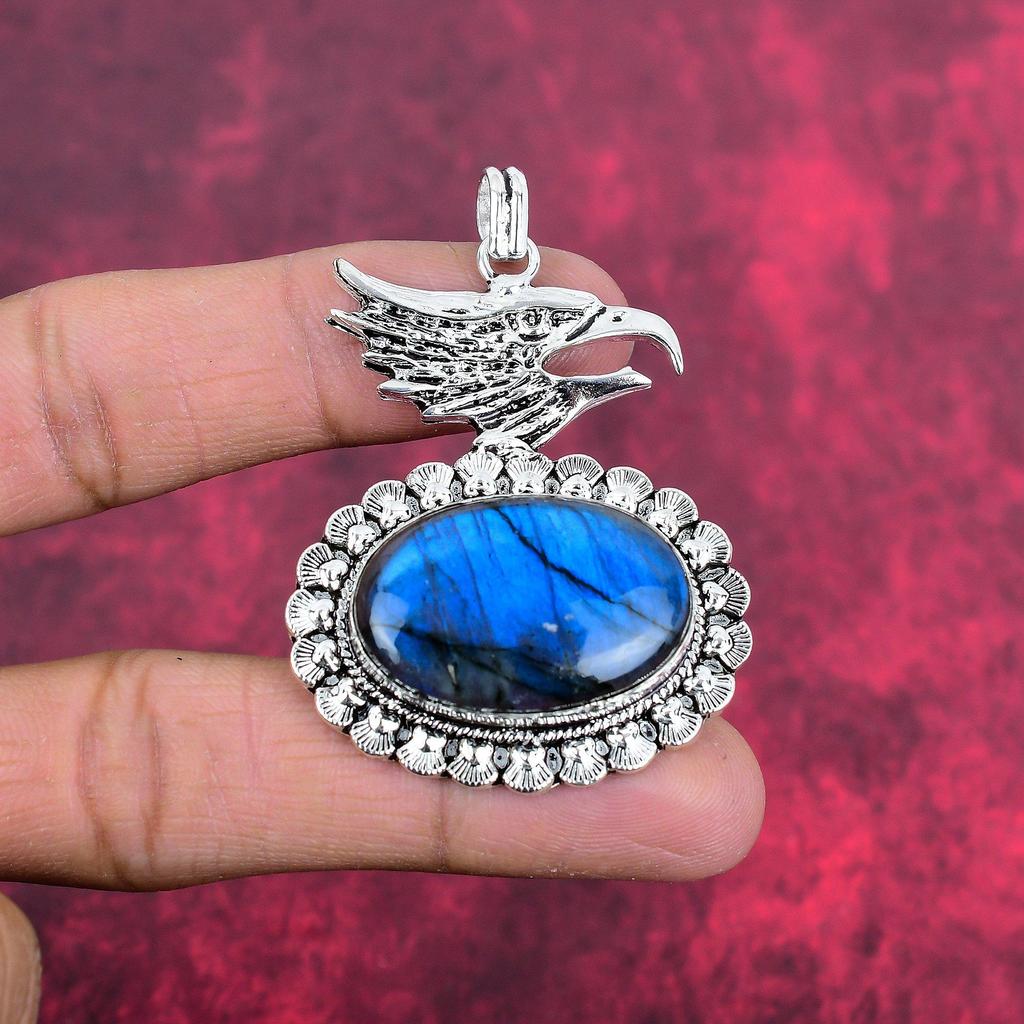 Přívěsek z labradoritu, ručně vyrobený drahokam ze sterlingového stříbra 925, starožitné šperky, dárkové stříbrné šperky