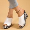 Fashion Wedge Slippers Summer New Round Toe Open Toe Platform Non-slip Wear-resistant Super High Heel Flip-flops