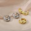 Charm Female White Zircon Stone Hoop Earrings Novelty Gold Color Party  For Women