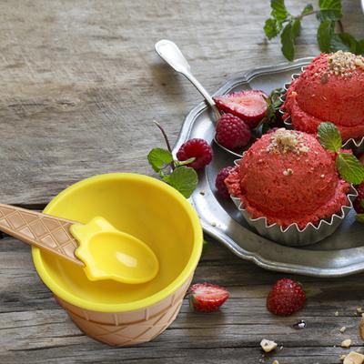 1 Set Tazza Gelato Ecologica Forma Cartone Animato Plastica Dessert Yogurt Tazza con Cucchiaino per Casa