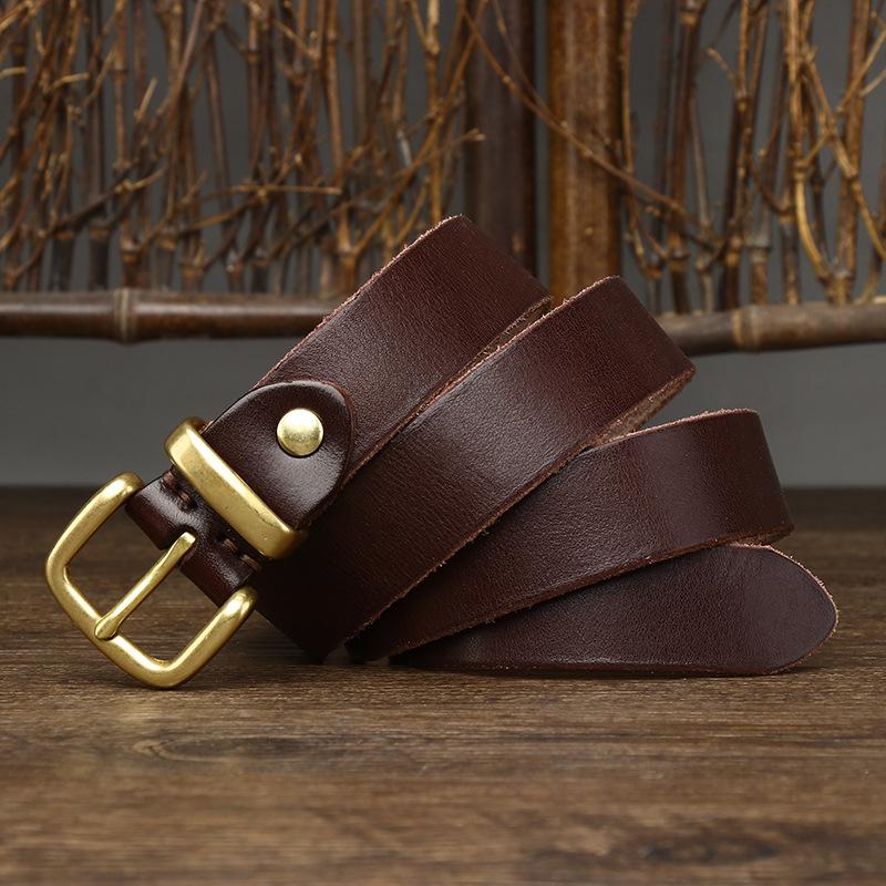 

Жіночий шкіряний ремінь з латунною пряжкою Жіночий перший шар коров’ячої шкіри Ретро Мода Мінімалізм Універсальний ремінь для штанів 90cm
