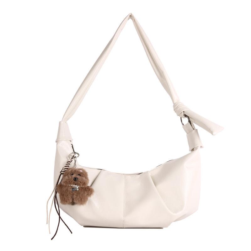 Korean niche foreign style one shoulder armpit bag women's fashion retro croissant bag large capacity pleated messenger dumpling bag