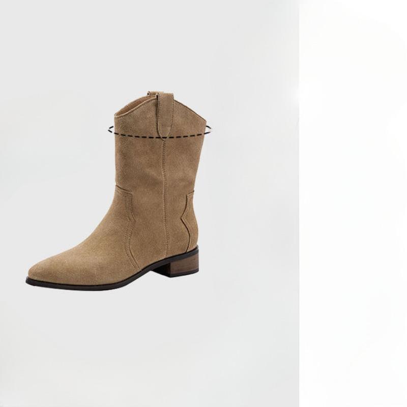 Retro Støvletter Tykke Hæler Slankende Spisse Ankelstøvletter Damesko for Høst og Vinter