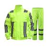 Stormproof Reflective Raincoat Workwear Set - Double-Layer Waterproof Two-Piece for Outdoor Traffic Duty