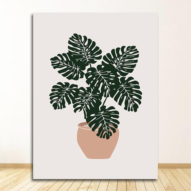 Posters And Prints Wall Pictures For Living Room Decor Abstract Girl Plant Leaf Vintage Poster Wall Art Canvas Painting Nordic