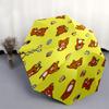 Rilakkuma,Yellow Automatic Folding Umbrella Simple 8 Rib Design, Bright Cartoon Pattern, Durable Iron Frame, Suitable For Travel, Outdoor, B