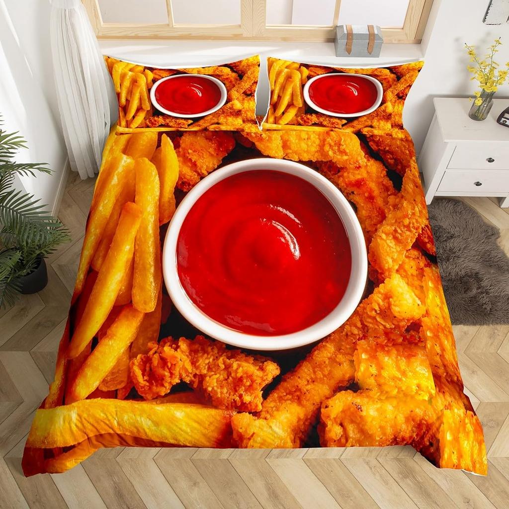 Sushi Duvet Cover Set Full QueenJapanese Food Bedding Set 3D Food Themed Bedspread Cover Realistic Food Room Decor Quilt Cover