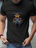 Motorcycle Graphic T-shirt - 180g Cotton Crew Neck Short Sleeve Tee with Vibrant Front Motorcycle Print
