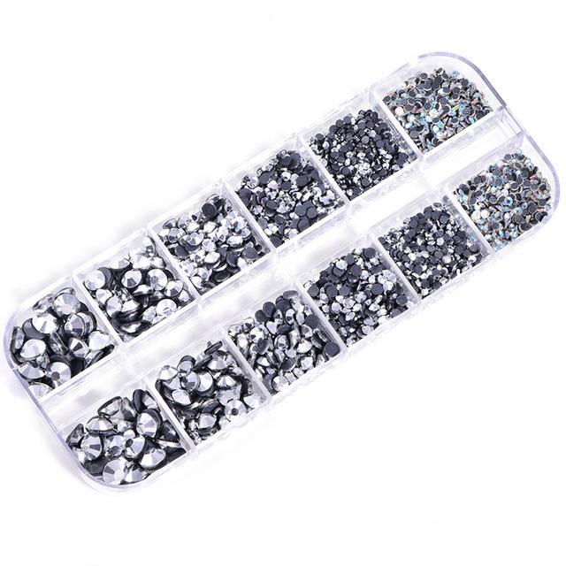 

12-сеточных коробочных стразов, стеклянные DMC-бриллианты, хрустальные аксессуары для одежды, набор инструментов для самостоятельного изготовления ювелирных изделий 12 grid DMC box (SS6-SS30)
