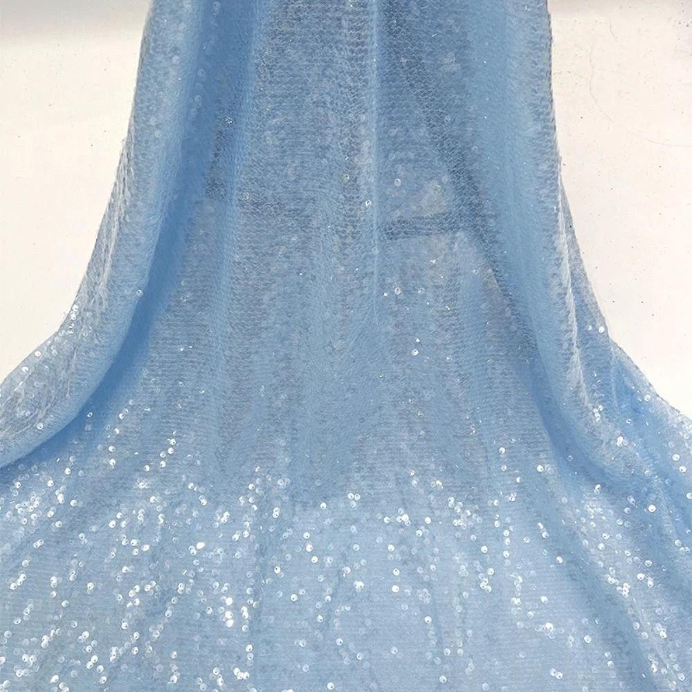DIY 5mm Dichtes Glitzerstoff Pailletten Besticktes Perlen Spitzenmaterial Netz Funkelnder Stoff Hochzeits-Abendkleider