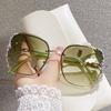 Rhinestone Decor Rimless Sunglasses for Women  Casual vintage Gradient Glasses for Summer Beach Party UV400