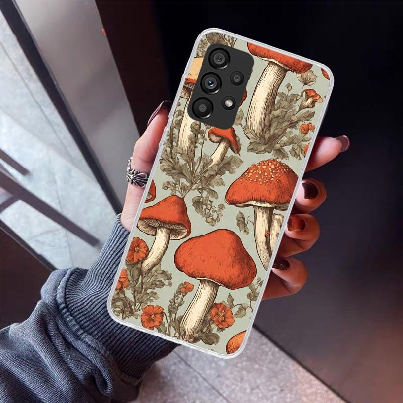 Bunte Pilz-Handyhülle für Samsung Galaxy A12 A52S A42 A32 A22 A51 A50 Note 20 Ultra 10 S10 Plus A71 A70 A31 A30 A10S Gala
