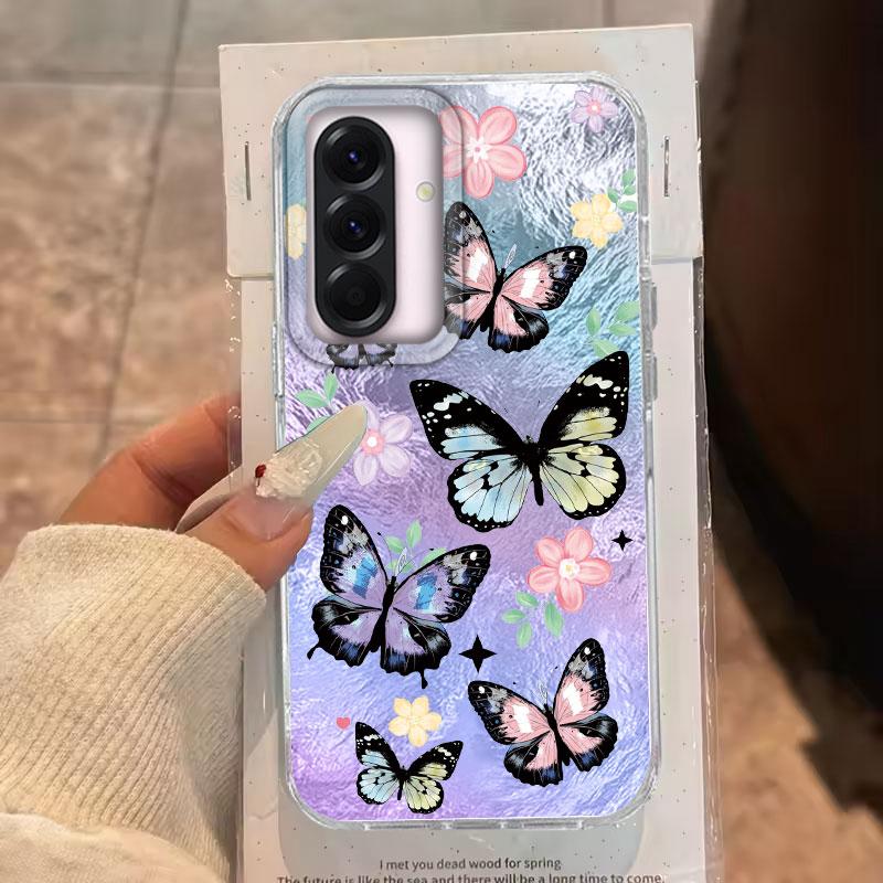 Case For Samsung Galaxy A56 A36 A16 A25 A35 A26 S25 S24 Plus Ultra FE Phone Cover Green Butterfly Gradient For  Samsung A55 Bags