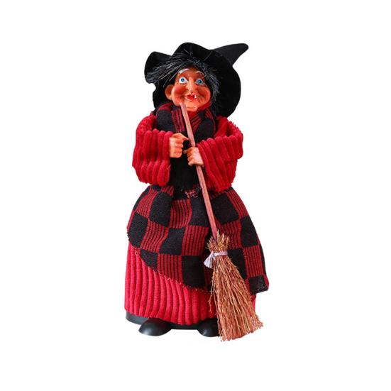 Halloween Witch Ornaments Spooky Witches Figures with Broomsticks Desktop Statue for Haunted House Party Decor