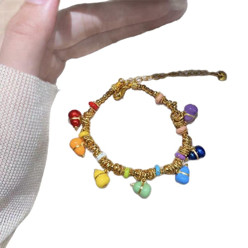 Dopamine colorful gourd entanglement bracelet women's new yellow Duobao light luxury niche exquisite jewelry