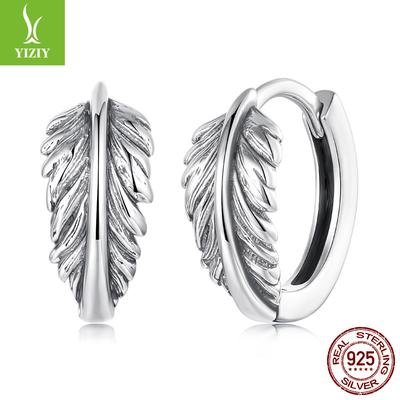 Vintage Textured Leaf Ear Buckle Feminine Charm Elegant S925 Sterling Silver Leaf Earrings Earrings