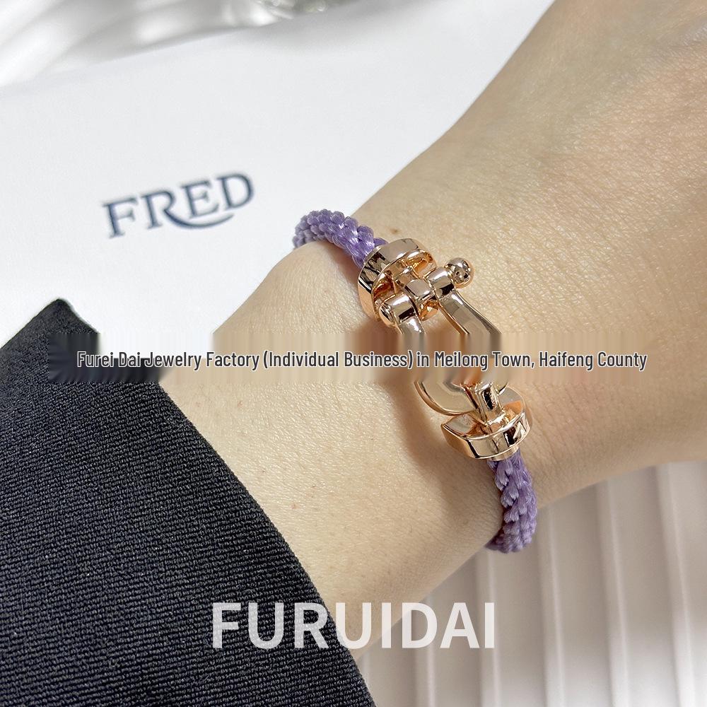 Fei Jia February Birthstone Purple Horseshoe Buckle Unisex DIY Bracelet