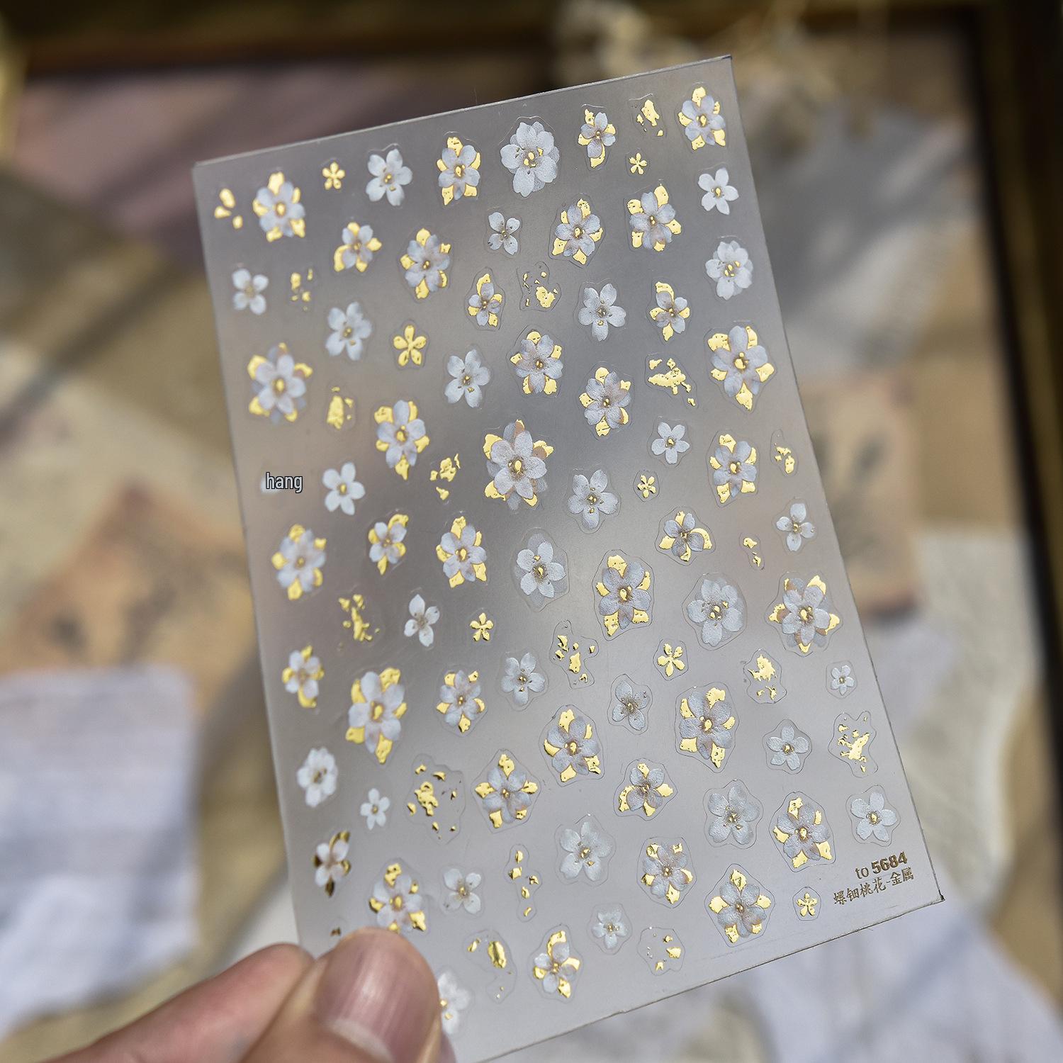 Tomoni Retro Chinese Gold Foil Flower Nail Art Stickers