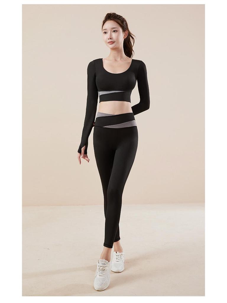 Colorblock Seamless Quick-Dry Yoga Set: Breathable Nude Feel Sportswear for Women