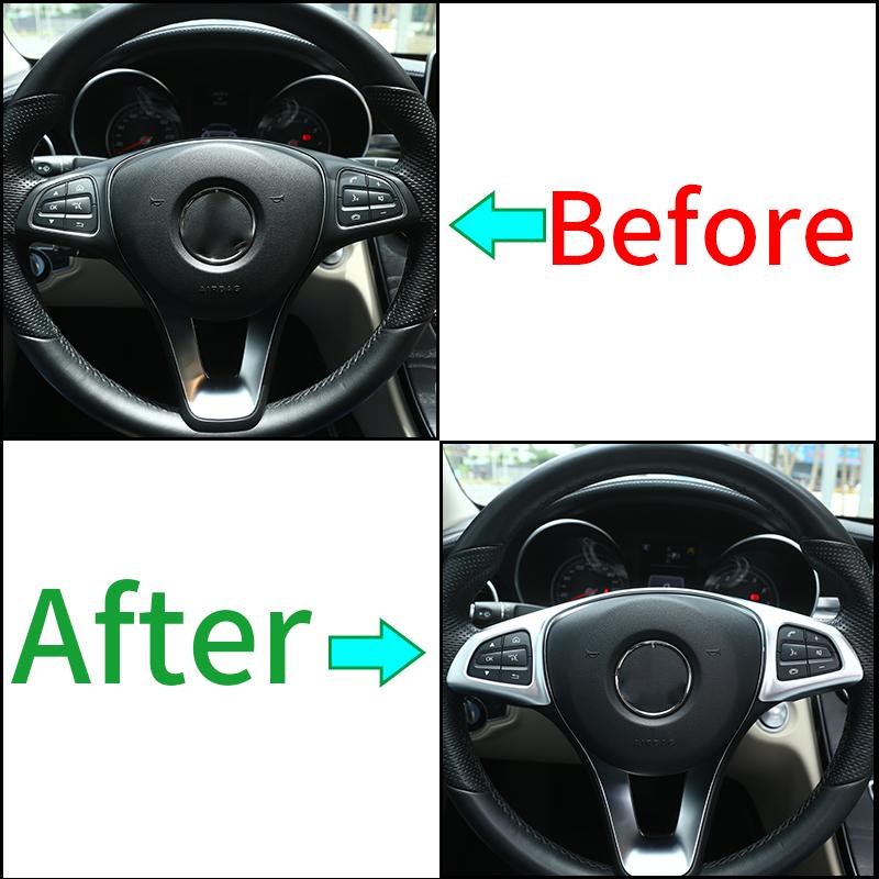 For Mercedes Benz C E GLC CLA Class W205 W213 X253 ABS Silver Car Steering Wheel Trim Cover Sticker Decal Decorative Accessories