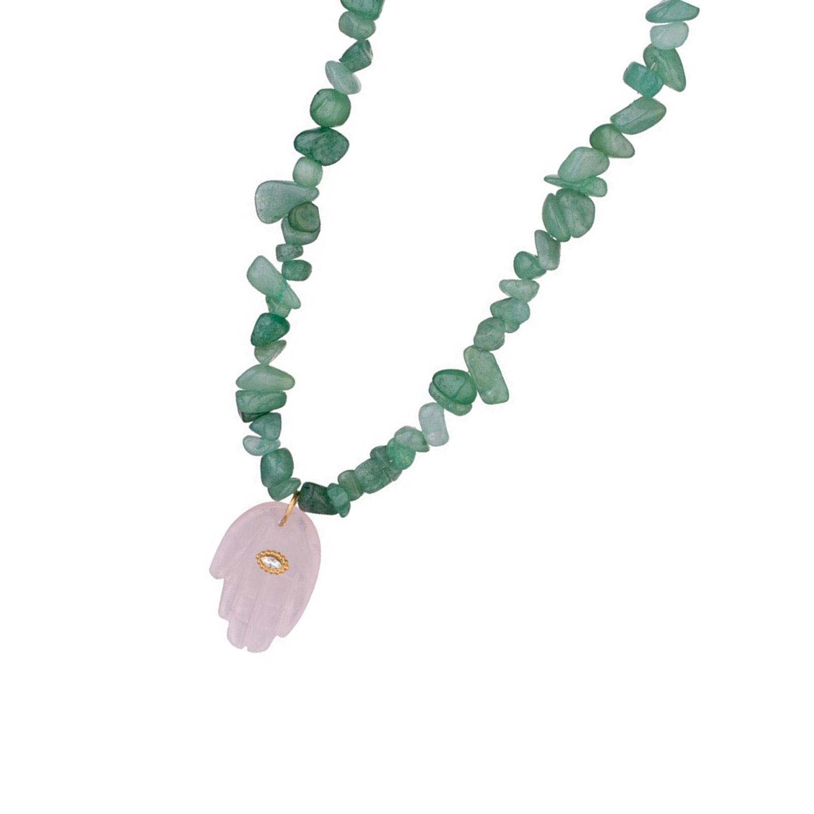 

Стильное ожерелье «Рука Фатимы», символизирующее защиту и удачу, в элегантном тоне, из прочных натуральных камней. розовый