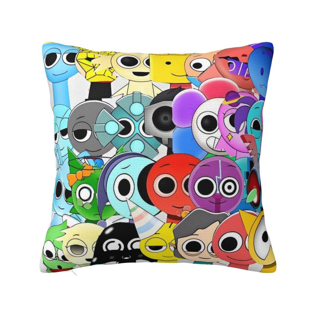 Pillow Cover Sprunki Cute Characters Seamless Pattern Cushion Cover Fashion Pillow Case For Sofa Home Decoration Pillowcases