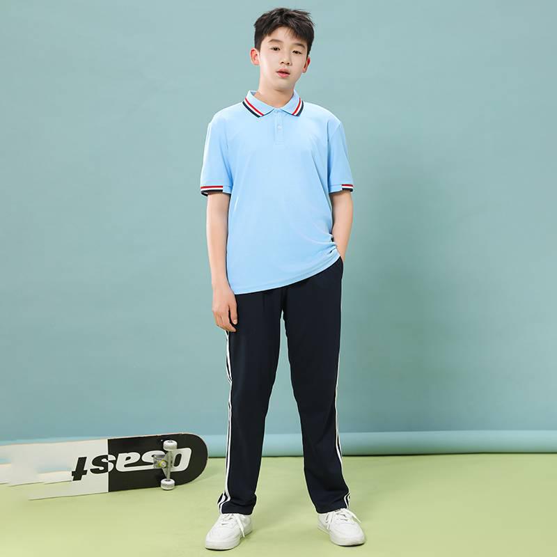 Summer Short Sleeve School Uniform T-shirt Set for Middle and High School Students - Boys and Girls Sportswear