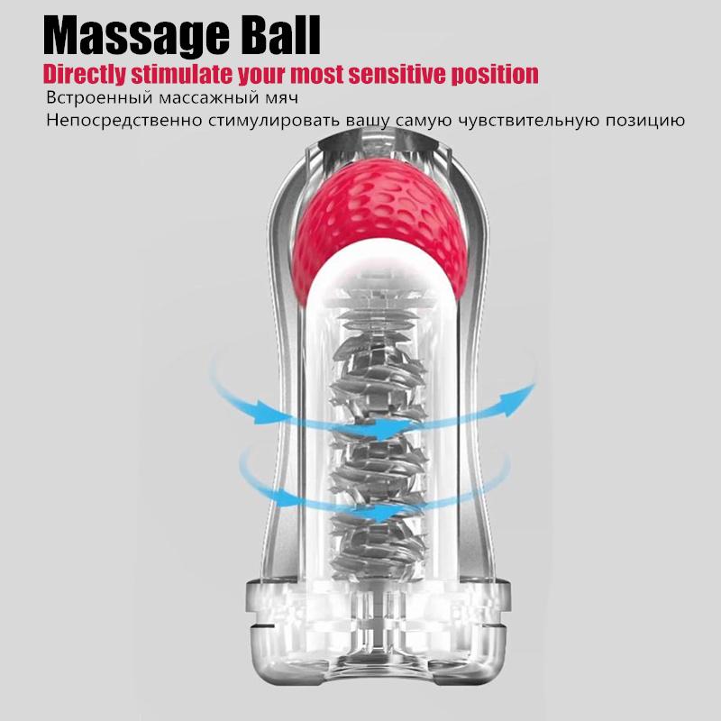 Male Masturbator Cup Soft Pussy Transparent Vagina with Red Ball Sex Toys for Men