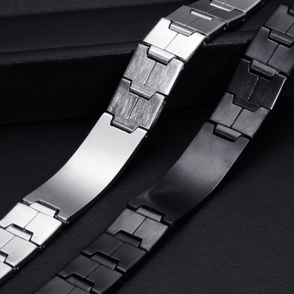 9MM Geometric Cross Bracelet: Black & White Stainless Steel for Men & Women