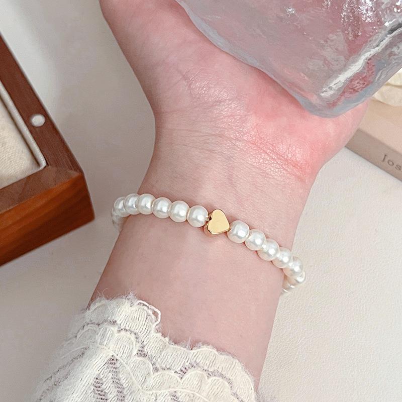 Bracelet Perle Irregulière Forme Spéciale Française Bracelet Femmes Niche Luxe Léger Exquis Doré Demi-Bracelet Bracelet Accessoires