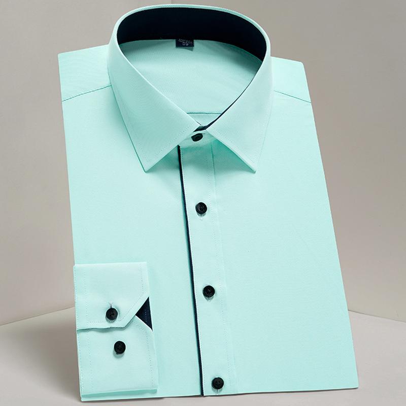 Herren Klassische Langarm Einfarbig Basic Businesshemden Bequem Semi-formal Business Gesellschaftlich Standard-Passform Pflegeleicht Bürohemd