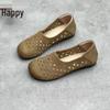 Choule 2024 Handmade Retro Leather Women's Cutout Sandals with Soft Sole
