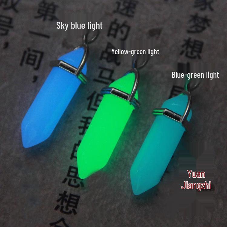 Crystal Hexagonal Pendant Necklace - European & American Popular Luminous Bullet Head Design