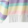 ZANZEA Women Casual Colorful Stripe Print Long Sleeve Blouse