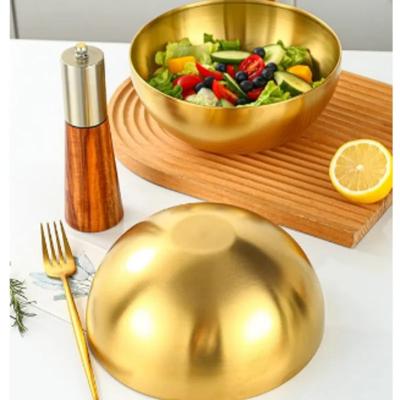 304 goldene Obstsalatschalen aus Edelstahl mit großer Kapazität im koreanischen Stil, Lebensmittelbehälter für Suppe, Reis, Nudeln, Küchengeschirr