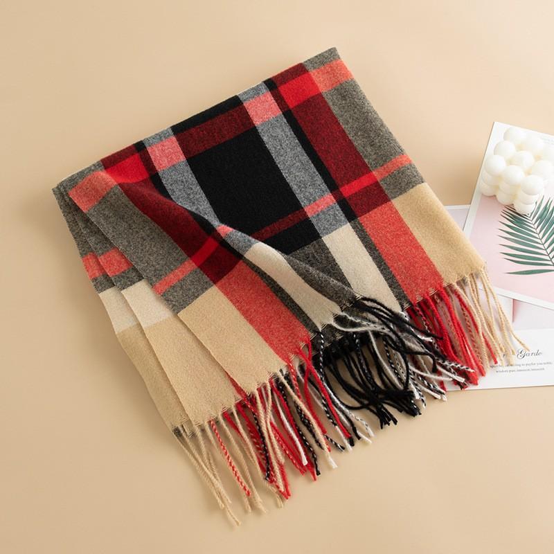 New British Style Imitation Cashmere Tassel Scarf for Girls High End Cold Proof and Warm Scarf